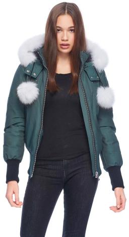 Debbie Womens Bomber Jacket Oceanic/Natural Fur