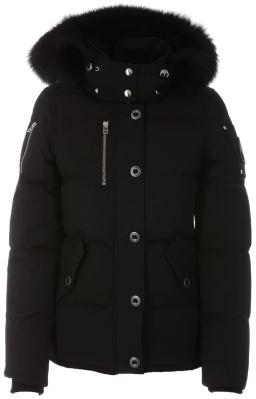 3Q Womens Parka Coat Black/Black Fur