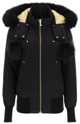 Sainte Flavie Womens Bomber Jacket Black/Black Fur