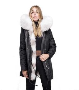 Belleville Womens Parka Coat Black/White