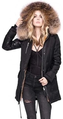 Chelsea Womens Parka Coat Black/Gold/Silver