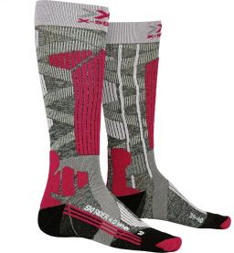 Womens Rider 4.0 Ski Socks Stone Grey Melan/Pink