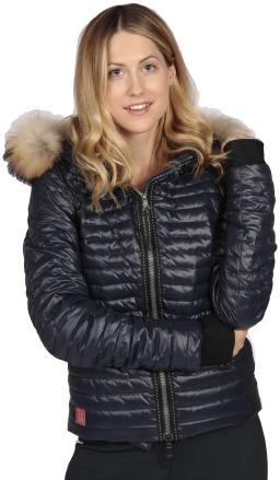 Lara Real Fur Womens Ski Jacket Navy