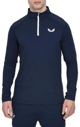 Pro Tech Performace Quarter Zip Mens running Sweatshirt Navy
