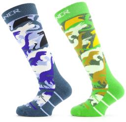 Kids Ski Socks Dino Blue/Green