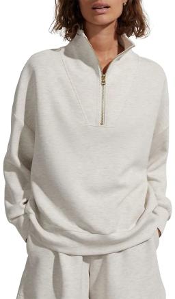 Hawley Half Zip Sweat Ivory Marl