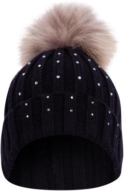 London Furrier Fur Pom Pom Beanie Crystals London Furrier Fur Pom Pom Beanie Crystals